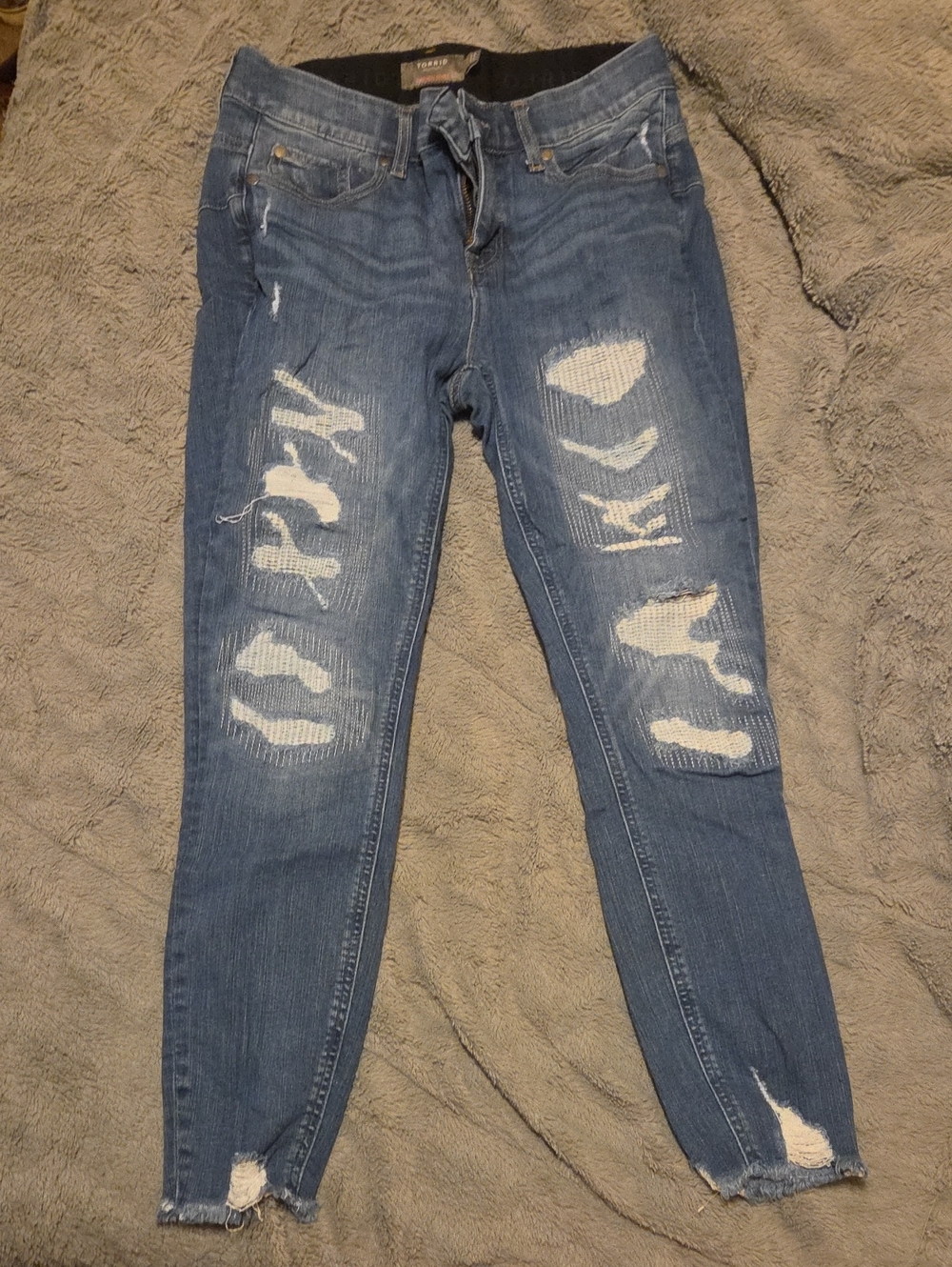 torrid Blue Distressed Skinny Jeans